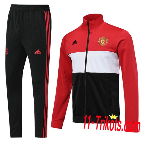 Neuestes Fussball Manchester United Trainingsanzug (Jacke) Rot/Weiß/Schwarz 2019 2020 | 11-trikots