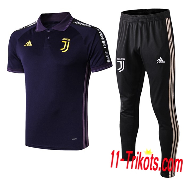 Neuestes Fussball Juventus Poloshirt + Hose Purpurrot 2019 2020 | 11-trikots
