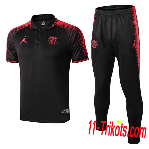 Neuestes Fussball Paris PSG Jordan Poloshirt + Hose Schwarz 2019 2020 | 11-trikots