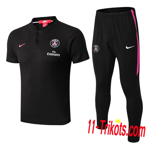 Neuestes Fussball Paris PSG Poloshirt + Hose Schwarz 2019 2020 | 11-trikots