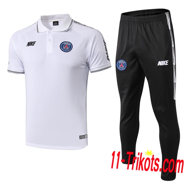 Neuestes Fussball Paris PSG NIKE Poloshirt + Hose Weiß 2019 2020 | 11-trikots