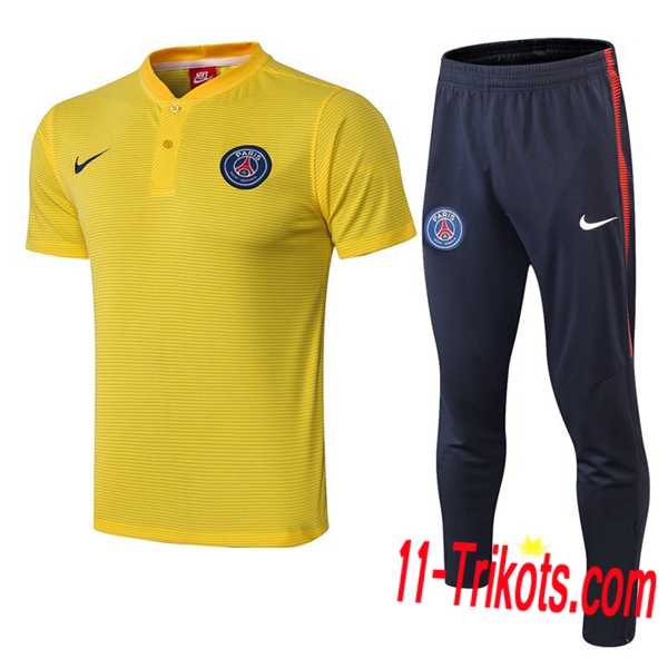Neuestes Fussball Paris PSG Poloshirt + Hose Gelb 2019 2020 | 11-trikots