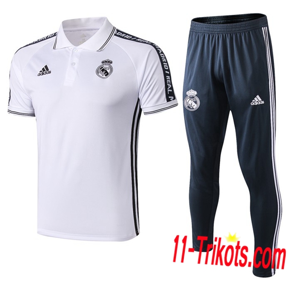 Neuestes Fussball Real Madrid Poloshirt + Hose Weiß 2019 2020 | 11-trikots