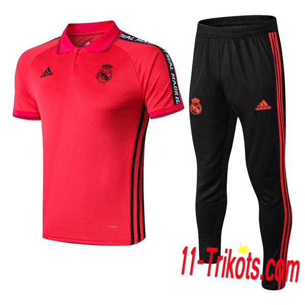 Neuestes Fussball Real Madrid Poloshirt + Hose Rot 2019 2020 | 11-trikots