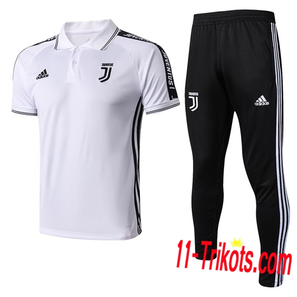 Neuestes Fussball Juventus Poloshirt + Hose Weiß 2019 2020 | 11-trikots