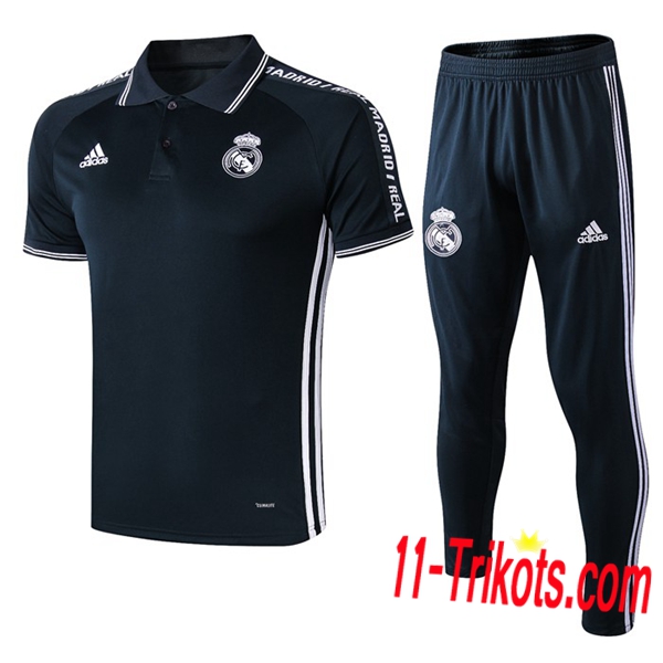 Neuestes Fussball Real Madrid Poloshirt + Hose Dunkelgrau 2019 2020 | 11-trikots