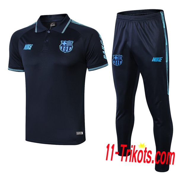 Neuestes Fussball FC Barcelona NIKE Poloshirt + Hose Dunkelblau 2019 2020 | 11-trikots