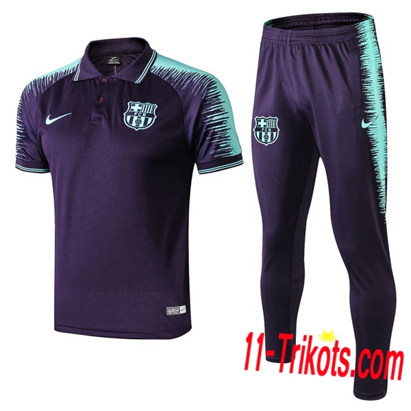 Neuestes Fussball FC Barcelona Poloshirt + Hose Dunkelblau/Grün 2019 2020 | 11-trikots