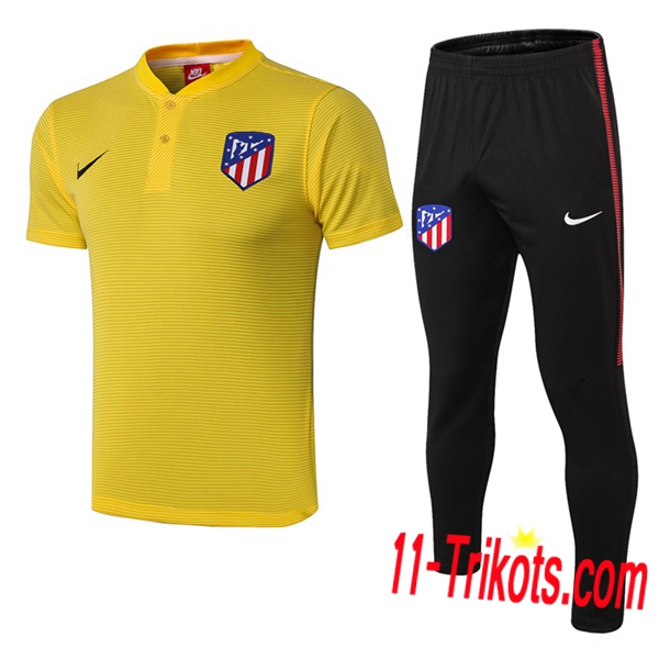 Neuestes Fussball Atletico Madrid Poloshirt + Hose Gelb 2019 2020 | 11-trikots