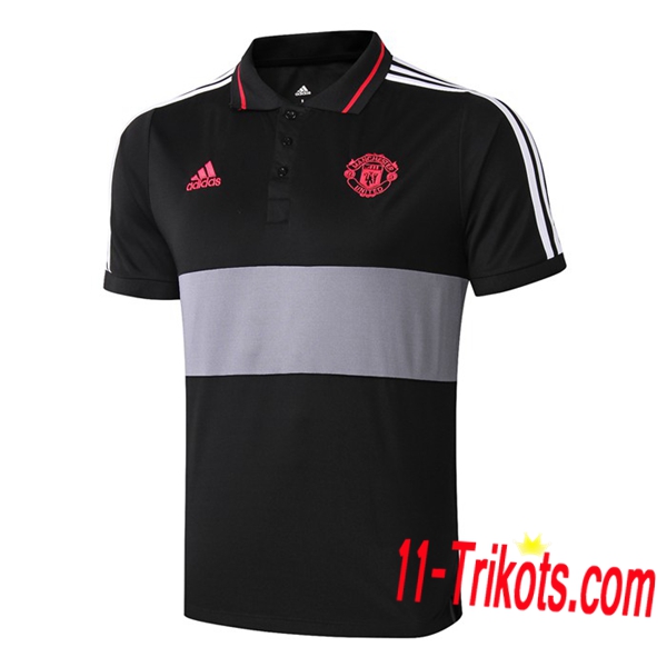 Neuestes Fussball Manchester United Poloshirt Schwarz/Grau 2019 2020 | 11-trikots