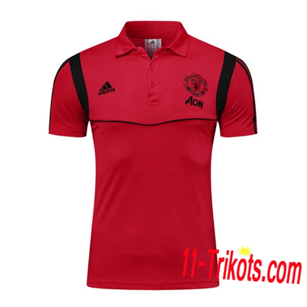 Neuestes Fussball Manchester United Poloshirt Rot/Schwarz 2019 2020 | 11-trikots