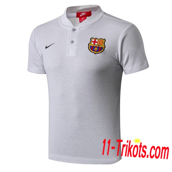 Neuestes Fussball FC Barcelona Poloshirt Hellgrau 2019 2020 | 11-trikots