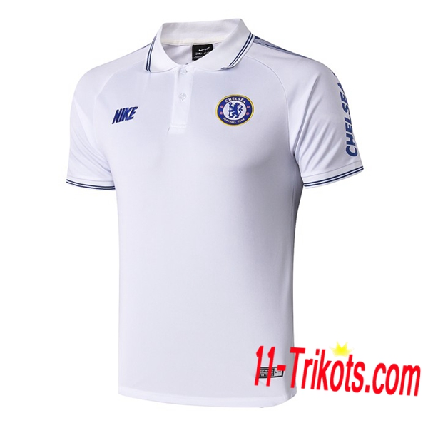 Neuestes Fussball FC Chelsea Poloshirt Weiß 2019 2020 | 11-trikots