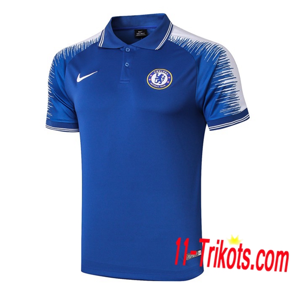 Neuestes Fussball FC Chelsea Poloshirt Blau/Weiß 2019 2020 | 11-trikots