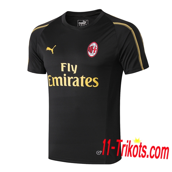 Neuestes Fussball Pre Match AC Milan Trainingstrikot Schwarz 2019 2020 | 11-trikots