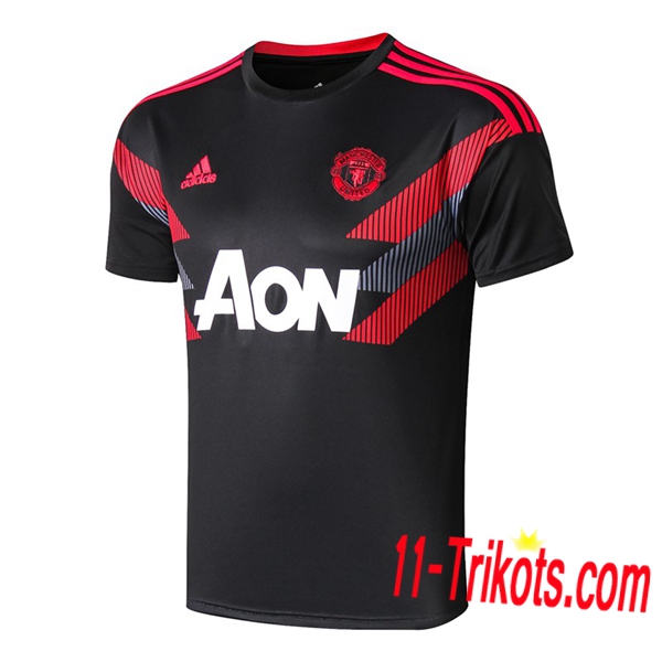 Neuestes Fussball Pre Match Manchester United Trainingstrikot Schwarz/Rot 2019 2020 | 11-trikots