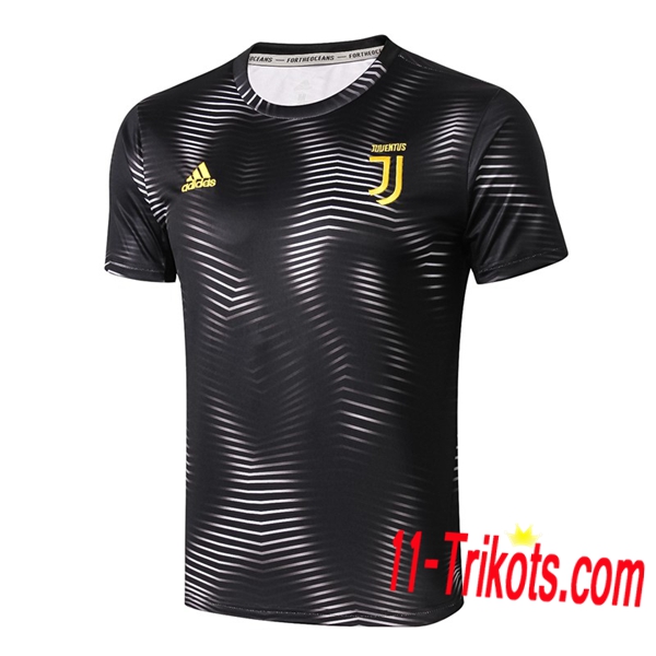 Neuestes Fussball Pre Match Juventus Trainingstrikot Ondulation Schwarz 2019 2020 | 11-trikots