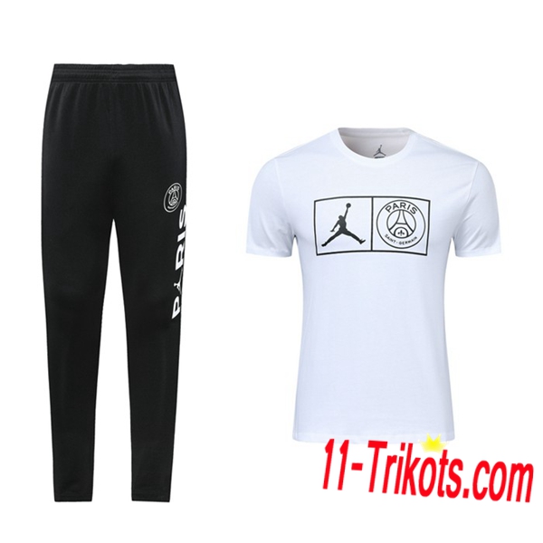 Neuestes Fussball PSG Jordan Trainingstrikot + 3/4 Hose Weiß 2019 2020 | 11-trikots