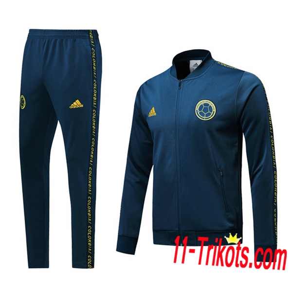 Neuestes Fussball Kolumbien Trainingsanzug (Jacke) Blau 2019 2020 | 11-trikots