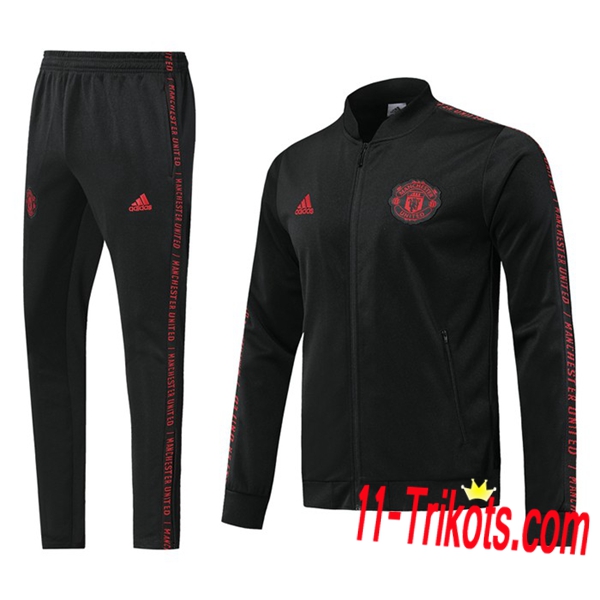 Neuestes Fussball Manchester United Trainingsanzug (Jacke) Schwarz 2019 2020 | 11-trikots