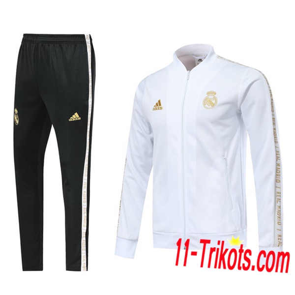 Neuestes Fussball Real Madrid Trainingsanzug (Jacke) Weiß 2019 2020 | 11-trikots