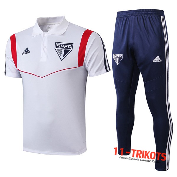 Neuestes Fussball Sao Paulo FC Poloshirt + Hose Weiß 2019 2020 | 11-trikots