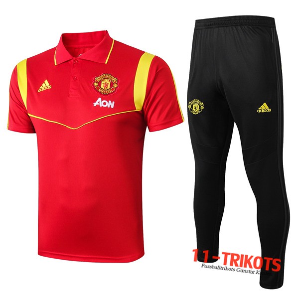 Neuestes Fussball Manchester United Poloshirt + Hose Rot 2019 2020 | 11-trikots