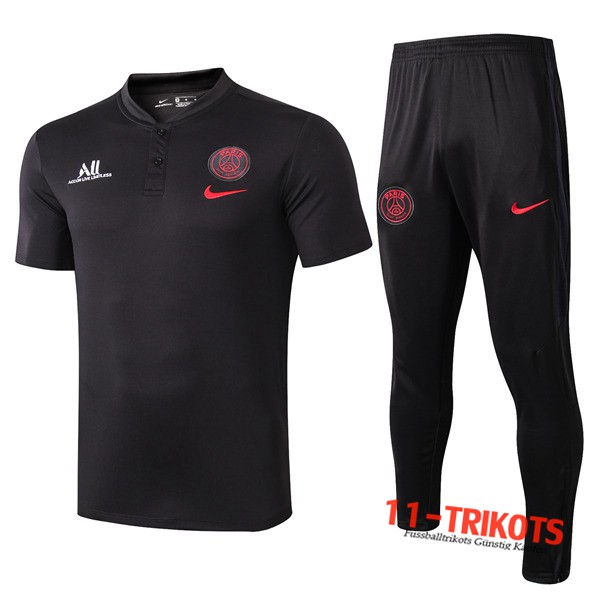 Neuestes Fussball Paris PSG ALL Poloshirt + Hose Schwarz 2019 2020 | 11-trikots