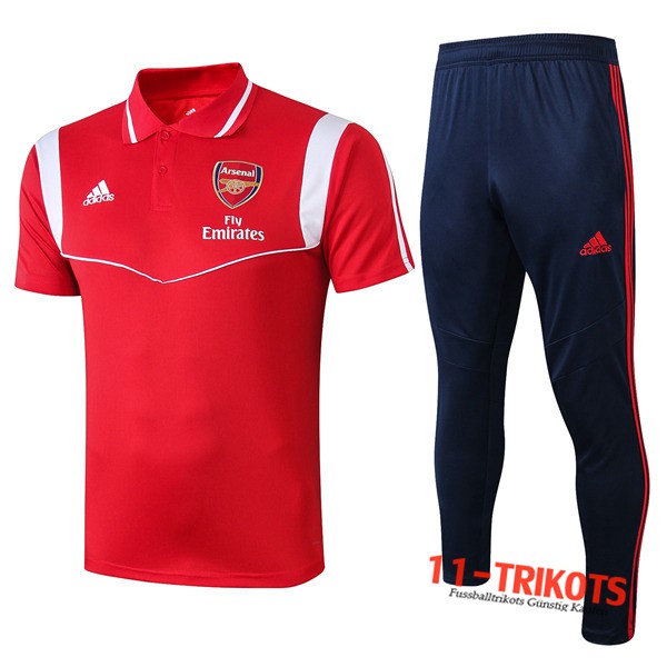 Neuestes Fussball Arsenal Poloshirt + Hose Rot/Weiß 2019 2020 | 11-trikots