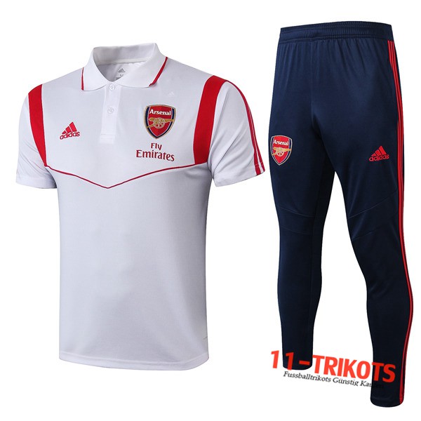 Neuestes Fussball Arsenal Poloshirt + Hose Weiß 2019 2020 | 11-trikots