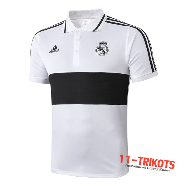 Neuestes Fussball Real Madrid Poloshirt Schwarz/Weiß 2019 2020 | 11-trikots