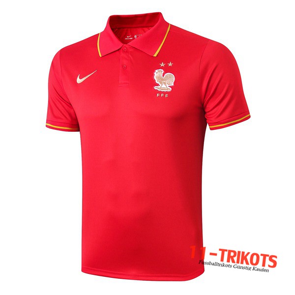 Neuestes Fussball Frankreich Poloshirt Rot 2019 2020 | 11-trikots