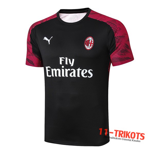 Neuestes Fussball T-Shirts Milan AC Trainingstrikot Schwarz 2019 2020 | 11-trikots