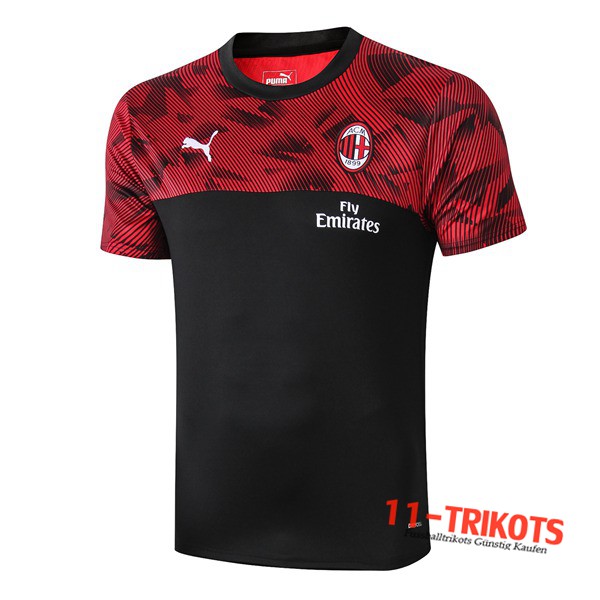 Neuestes Fussball T-Shirts Milan AC Trainingstrikot Schwarz/Rot 2019 2020 | 11-trikots