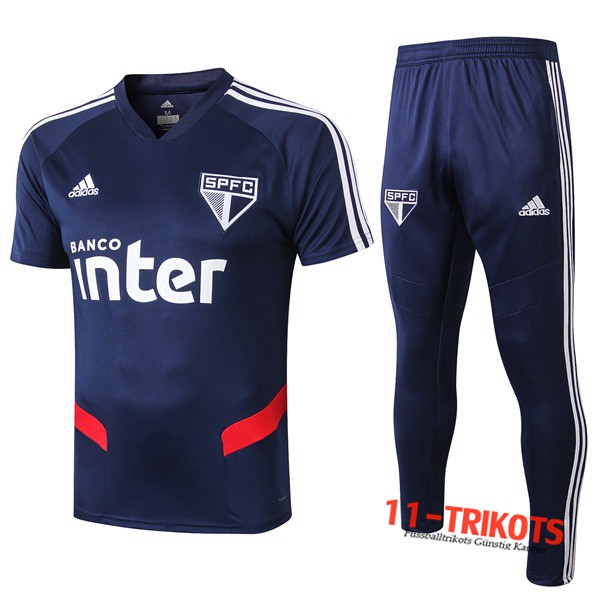 Neuestes Fussball T-Shirts Sao Paulo FC Trainingstrikot + Hose Blau 2019 2020 | 11-trikots