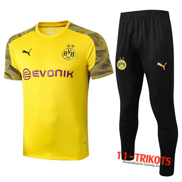 Neuestes Fussball T-Shirts Dortmund BVB Trainingstrikot + Hose Gelb 2019 2020 | 11-trikots