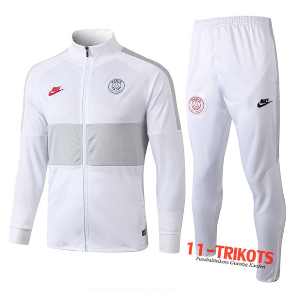Neuestes Fussball PSG NIKE Trainingsanzug (Jacke) Weiß 2019 2020 | 11-trikots
