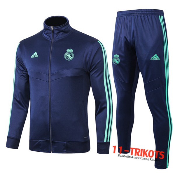 Neuestes Fussball Real Madrid Trainingsanzug (Jacke) Blau Dunkel 2019 2020 | 11-trikots