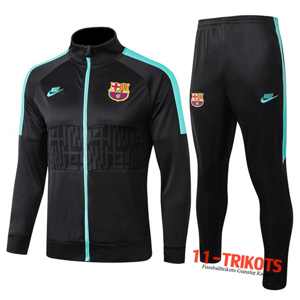 Neuestes Fussball FC Barcelona Trainingsanzug (Jacke) Grau Dunkel 2019 2020 | 11-trikots