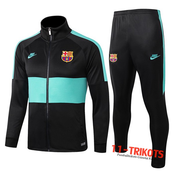 Neuestes Fussball FC Barcelona Trainingsanzug (Jacke) Schwarz/Grün 2019 2020 | 11-trikots