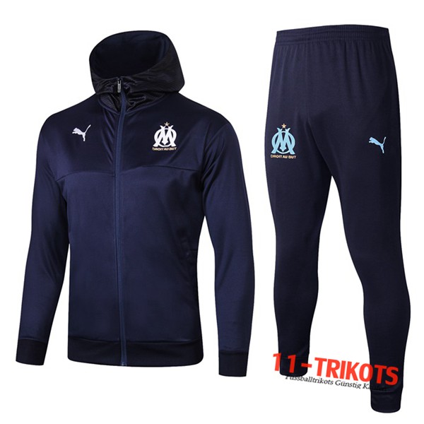 Neuestes Fussball Marseille OM Trainingsanzug Jacke mit Kapuze Blau Dunkel 2019 2020 | 11-trikots