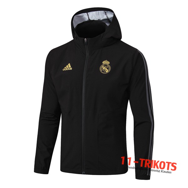 Chaqueta Futbol Con Capucha Real Madrid Negro 2019/2020