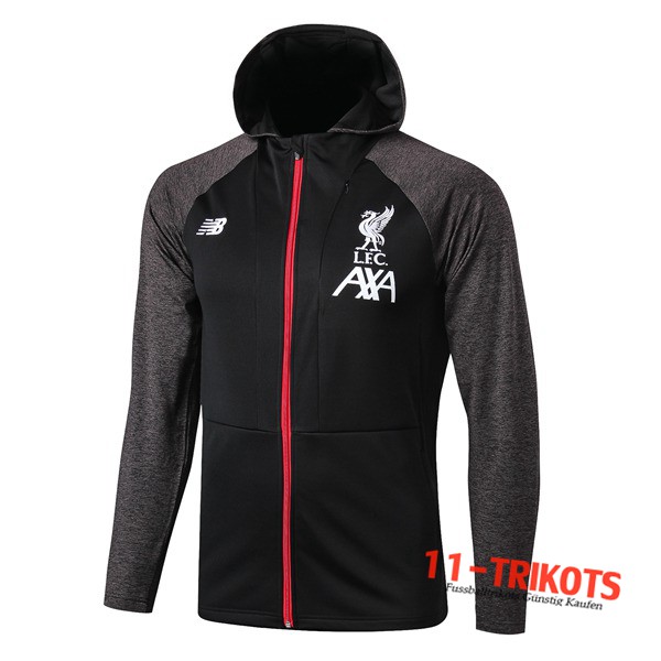 Chaqueta Futbol Con Capucha FC Liverpool Negro Gris 2019/2020