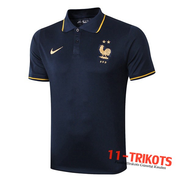 Neuestes Fussball Frankreich Poloshirt Königsblau 2019/2020