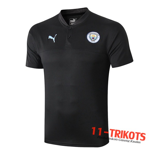 Neuestes Fussball Manchester City Poloshirt Schwarz 2019/2020