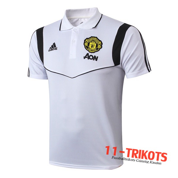 Neuestes Fussball Manchester United Poloshirt Weiß Schwarz 2019/2020