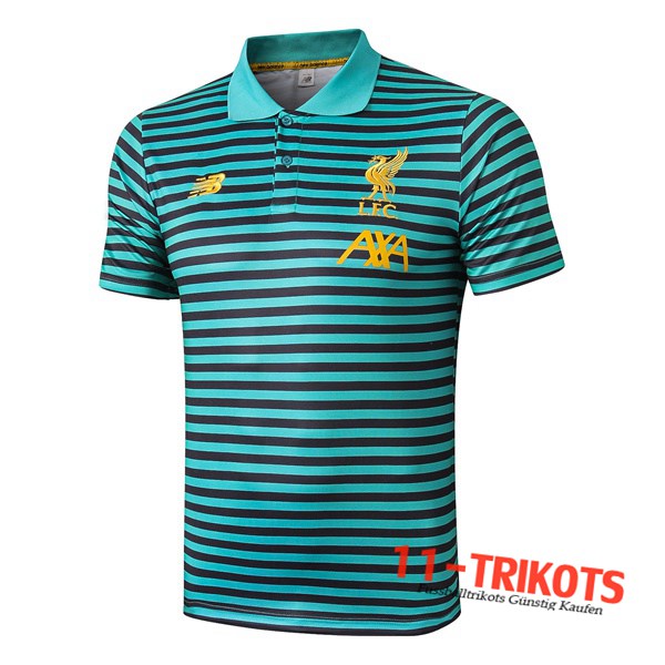 Neuestes Fussball FC Liverpool Poloshirt Grün Stripe 2019/2020