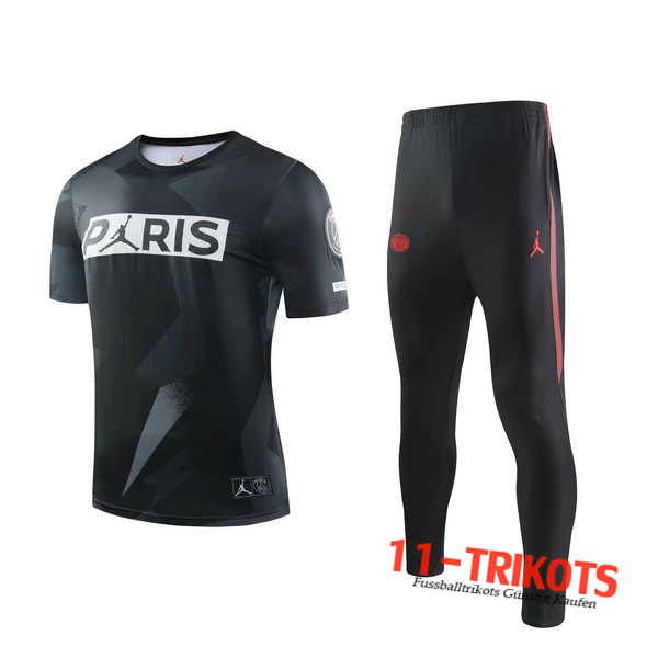 Neuestes Fussball T-Shirts Pairs Trainingstrikot + Hose Schwarz 2019 2020 | 11-trikots