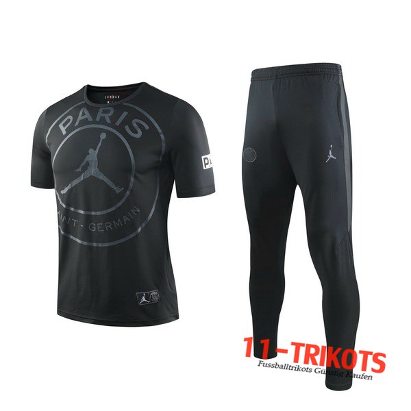 Neuestes Fussball T-Shirts Jordan Pairs Trainingstrikot + Hose Schwarz 2019 2020 | 11-trikots