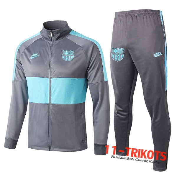 Neuestes Fussball FC Barcelona Trainingsanzug (Jacke) Grün/Grau Klar 2019 2020 | 11-trikots